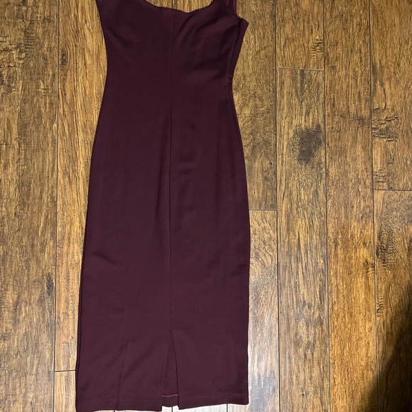 American Apparel Midi Dress Ponte Knit Burgundy Bodycon - Picture 4 of 4